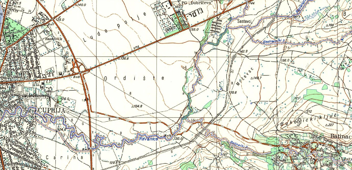 Mrcevac topografska karta