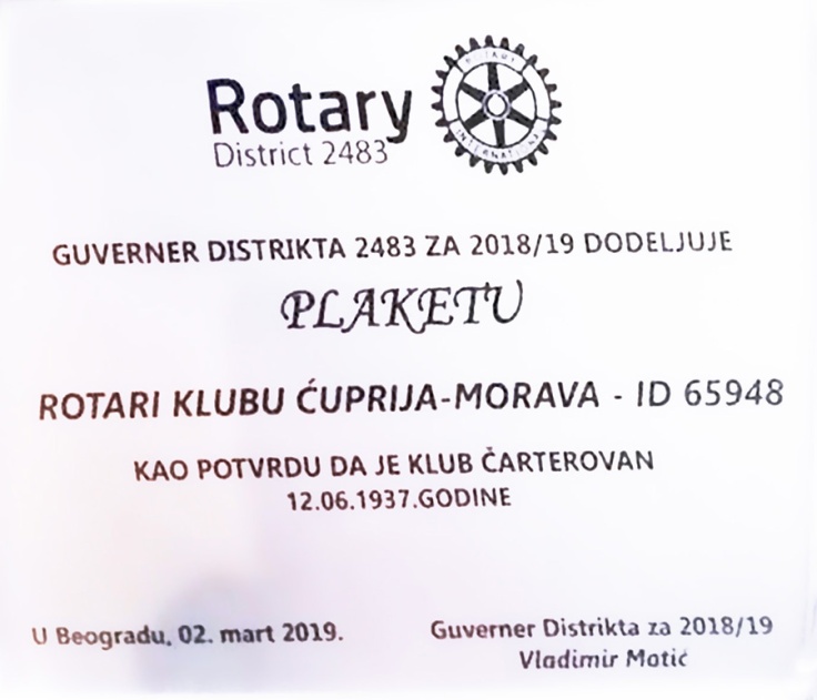 Rotary povelja 1937