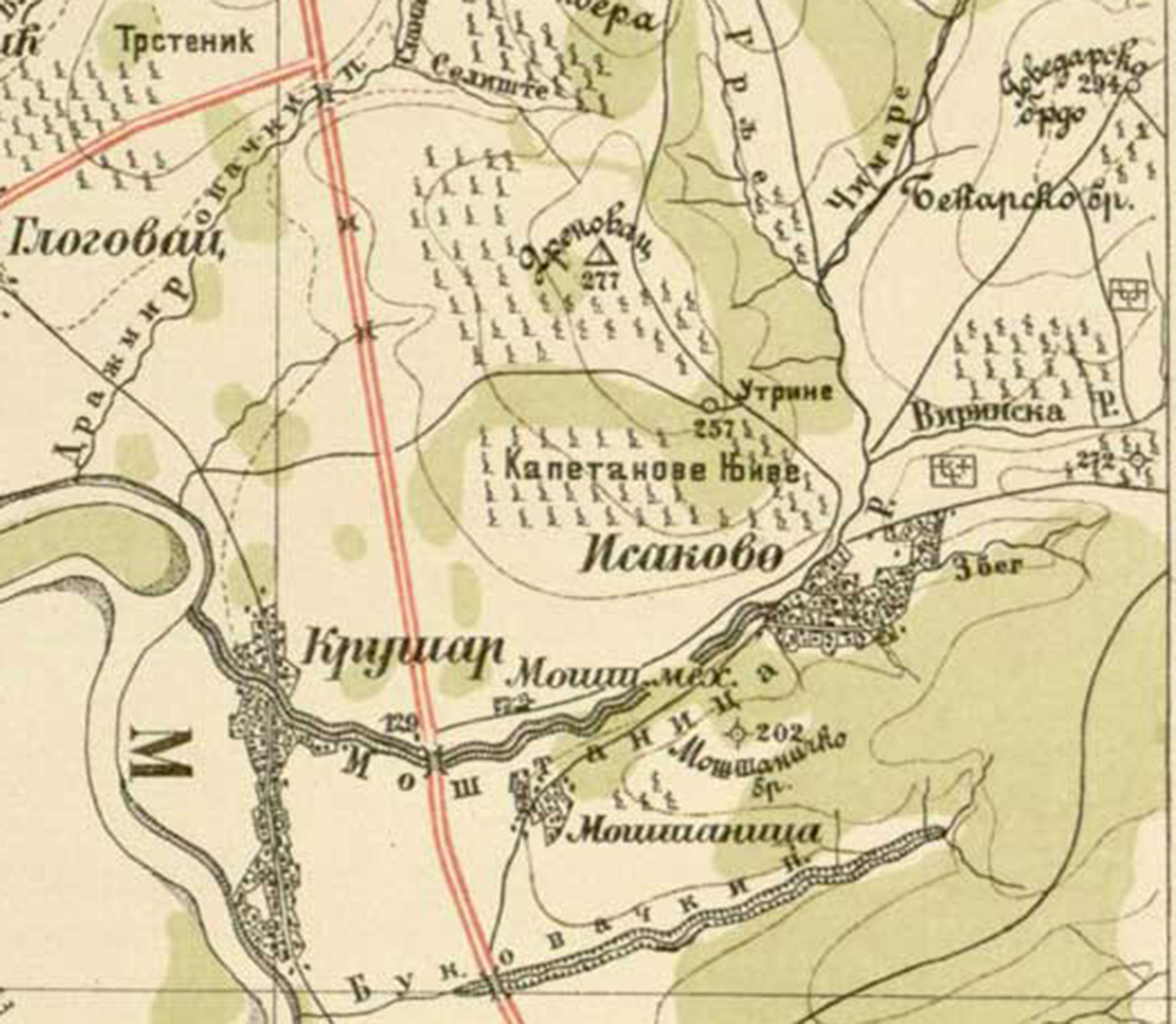 MOSTANICA Detalja sa vojne karte